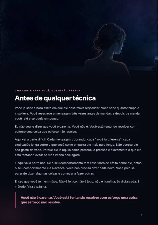 Carta de abertura, página do livro Afastamento Emocional
