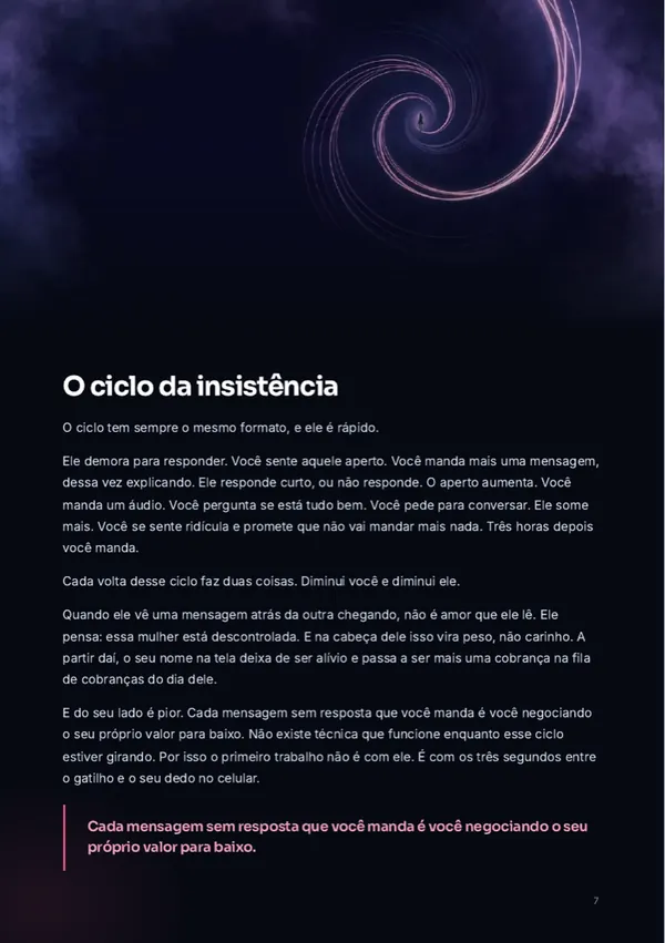O ciclo da insistência, página do livro Afastamento Emocional