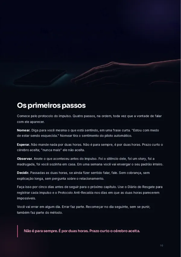 O protocolo do impulso, página do livro Afastamento Emocional